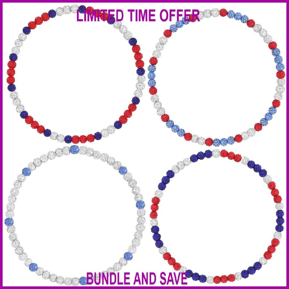 Baseball Rhinestone Necklace Set 4 PCS Stainless Steel Chain 18-22in